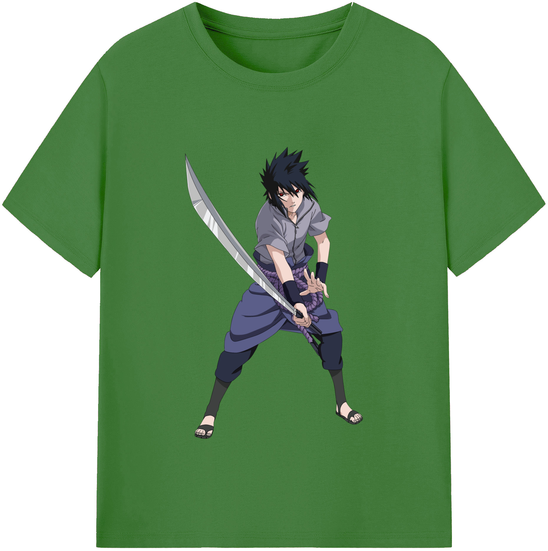 （画像用） NARUTO -ナルト- うちは サスケ Uchiha Sasuke レディースカジュアルプリントTシャツ（綿100％）